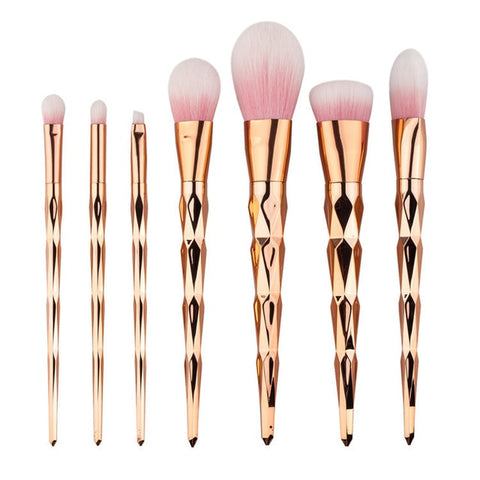 7pcs Diamond Shape Rainbow Handle Makeup Brushes Set Foundation Powder Blush Eye Shadow Lip Brushes Face Beauty Makeup Tools Kit