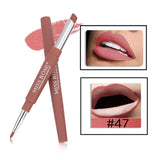 MISS ROSE 2 In 1 Lip Liner Pencil Lipstick Lip Beauty Makeup Waterproof Nude Color Cosmetics Lipliner Pen Party Lip Stick TSLM2