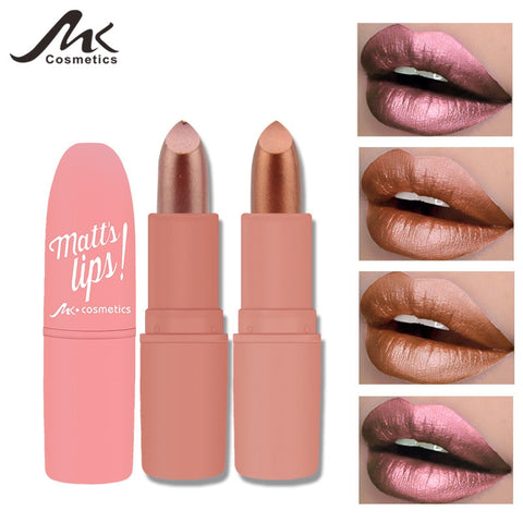 MK Waterproof Long Lasting Metallic Matte Lipstick 12 Colors Lips Makeup Cosmetics Shimmer Velvety Lipgloss Matte Lipstick Batom