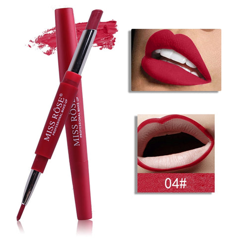 MISS ROSE 2 In 1 Lip Liner Pencil Lipstick Lip Beauty Makeup Waterproof Nude Color Cosmetics Lipliner Pen Party Lip Stick TSLM2