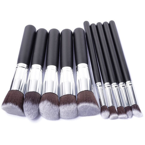 10 Pcs Silver/Golden Makeup Brushes Set Cosmetics Foundation Blending Blush Makeup Tool Powder Eyeshadow Cosmetic Set